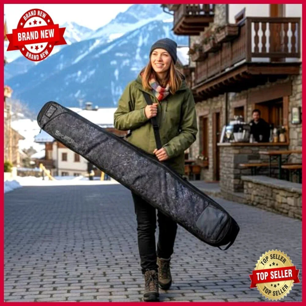 Lightweight Ski Bag with Full-Length Zipper, Padded Handles, Shoulder Strap